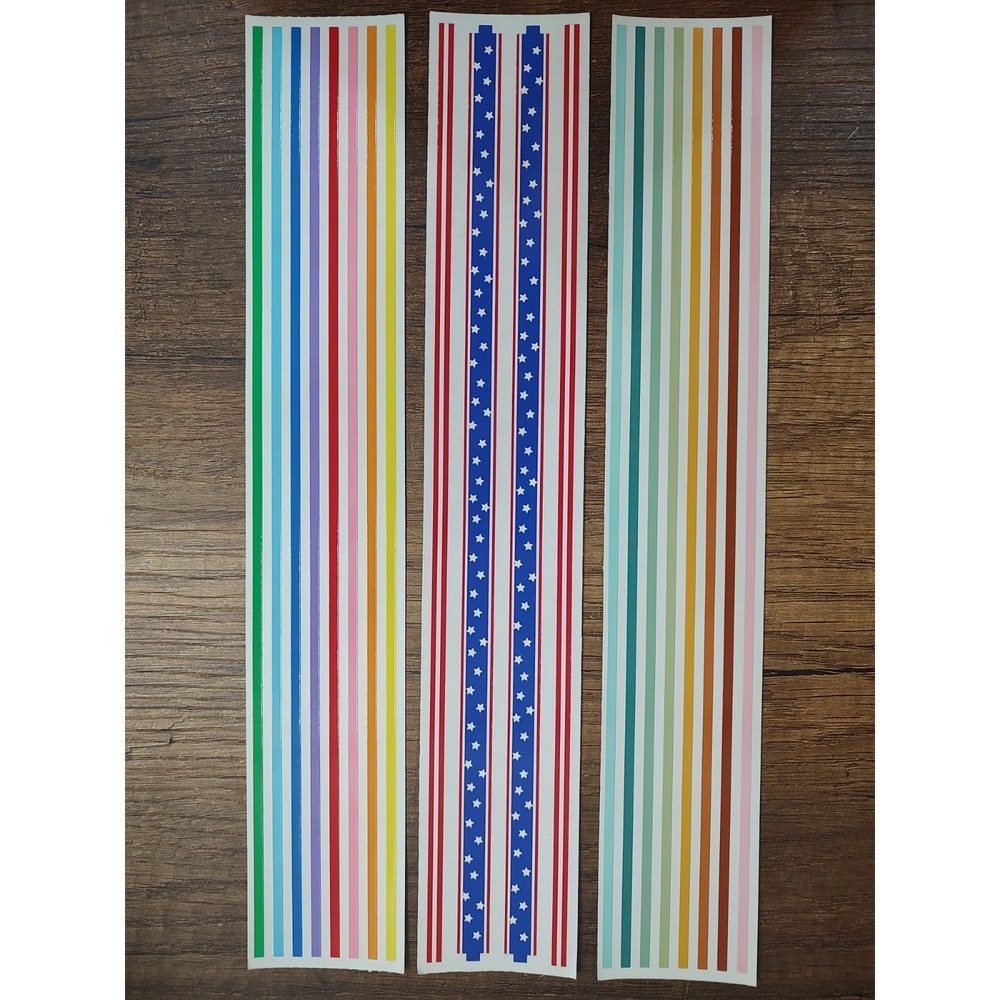 Mrs Grossman Vtg 2"x12" Design Line Sticker sheets Patriotic Rainbow Borders Vtg